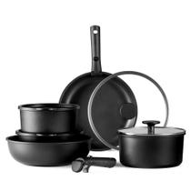 Conjunto de Utensílios de Cozinha CAROTE 11 Peças - Antiaderente com Alça Preta