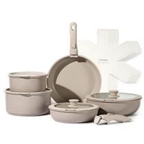 Conjunto de Utensílios de Cozinha CAROTE (15 peças) - Antiaderentes com Alça Removível - Cinza