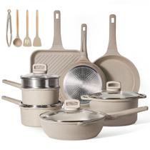 Conjunto de utensílios de cozinha CAROTE, antiaderente, 16 unidades de granito cinza de indução