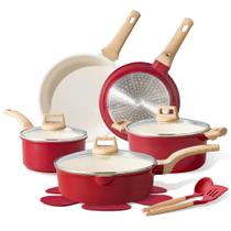 Conjunto de utensílios de cozinha CAROTE Ceramic Non Stick, 14 unidades, vermelho de indução