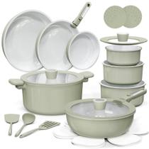 Conjunto de utensílios de cozinha CAROTE Ceramic Non Stick, 25 unidades, verde de indução