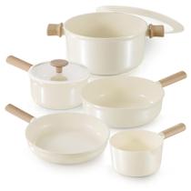 Conjunto de Utensílios de Cozinha CAROTE Cerâmica Antiaderente - 7 Peças (Creme Branco)