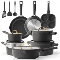 Conjunto de utensílios de cozinha CAROTE Non Stick Grey Dark Grey 17 unidades com indução