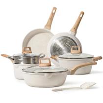 Conjunto de Utensílios de Cozinha CAROTE White Granite Induction - 10 Peças Antiaderentes