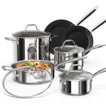 Conjunto de utensílios de cozinha Ciwete em aço inoxidável de 10 peças de indução Conjunto de utensílios de cozinha Ciwete em aço inoxidável de 10 peças de indução