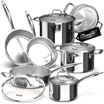 Conjunto de utensílios de cozinha Ciwete Tri-Ply em aço inoxidável de 11 peças de indução Conjunto de utensílios de cozinha Ciwete Tri-Ply em aço inoxidável de 11 peças de indução