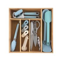 Conjunto de utensílios de cozinha COOK WITH COLOR Bamboo com gaveta azul