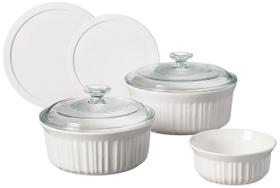 Conjunto de utensílios de cozinha CorningWare French White, 7 peças de cerâmica com tampas