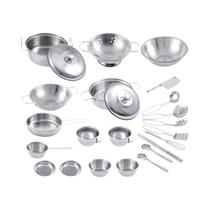 Conjunto De Utensílios De Cozinha De Brinquedo Em Aço Inoxidável Para Crianças, 25 Peças, Mini Jogo