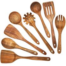 Conjunto de utensílios de cozinha de madeira BOKALAKA Teak Wood 8 unidades para cozinhar