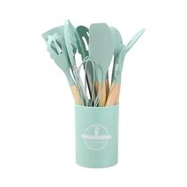 Conjunto De Utensílios De Cozinha De Silicone Antiaderente Com 12 Peças E Cabos De Madeira Espátula Conjunto De Utensílios De Cozinha De Silicone Antiaderente Com 12 Peças E Cabos De Madeira Espátula