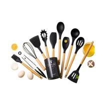 Conjunto De Utensílios De Cozinha De Silicone Cáqui 12 Peças Antiaderente Espátula Colher Cabo PP Conjunto De Utensílios De Cozinha De Silicone Cáqui 12 Peças Antiaderente Espátula Colher Cabo PP