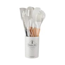 Conjunto De Utensílios De Cozinha De Silicone Com 12 Peças, Cabo De Madeira, Utensílios De Cozinha