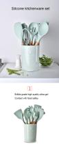 Conjunto de utensílios de cozinha de silicone punho de madeira espátula colher de sopa escova concha pasta colander anti Conjunto de utensílios de cozinha de silicone punho de madeira espátula colher de sopa escova concha pasta colander anti