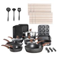 Conjunto de utensílios de cozinha DishDelight, 30 peças, antiaderente, granito, indução Conjunto de utensílios de cozinha DishDelight, 30 peças, antiaderente, granito, indução