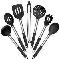 Conjunto de utensílios de cozinha E-far Silicone, 7 peças com aço inoxidável
