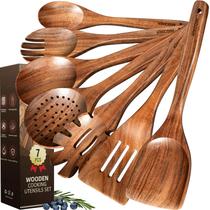 Conjunto de Utensílios de Cozinha em Madeira de Teca Kikcoin 7 Peças Conjunto de Utensílios de Cozinha em Madeira de Teca Kikcoin 7 Peças