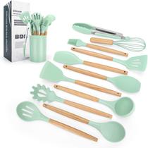 Conjunto de Utensílios de Cozinha em Silicone e Madeira 12 peças
