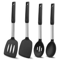 Conjunto de utensílios de cozinha, espátulas e colheres de silicone Beijiyi, pacote com 4