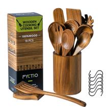 Conjunto de Utensílios de Cozinha Fyctio 12 Peças em Madeira de Acácia Resistente ao Calor Conjunto de Utensílios de Cozinha Fyctio 12 Peças em Madeira de Acácia Resistente ao Calor