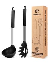 Conjunto de utensílios de cozinha, garfo de silicone para macarrão e colher Conjunto de utensílios de cozinha, garfo de silicone para macarrão e colher