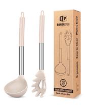 Conjunto de utensílios de cozinha, garfo de silicone para macarrão e colher Conjunto de utensílios de cozinha, garfo de silicone para macarrão e colher
