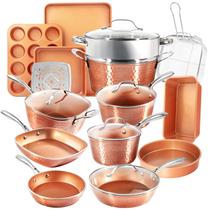 Conjunto de utensílios de cozinha Gotham Steel Hammered Copper 20 peças Conjunto de utensílios de cozinha Gotham Steel Hammered Copper 20 peças