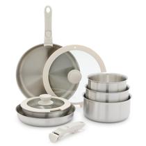 Conjunto de utensílios de cozinha GreenLife Click em aço inoxidável TriPly de 10 peças