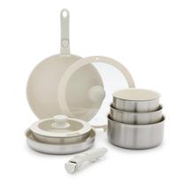 Conjunto de utensílios de cozinha GreenLife Click em aço inoxidável TriPly de 10 peças