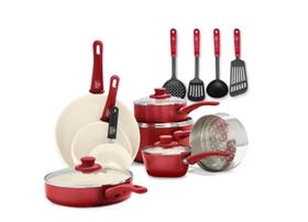 Conjunto de utensílios de cozinha GreenLife Soft Grip 16 peças de cerâmica não tóxica