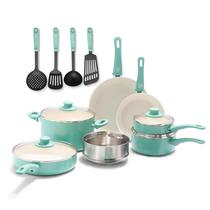 Conjunto de utensílios de cozinha GreenLife Soft Grip Healthy Ceramic 15 peças Conjunto de utensílios de cozinha GreenLife Soft Grip Healthy Ceramic 15 peças
