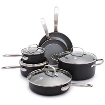 Conjunto de utensílios de cozinha GreenPan Chatham, cerâmica anodizada rígida, 10 unidades, cinza Conjunto de utensílios de cozinha GreenPan Chatham, cerâmica anodizada rígida, 10 unidades, cinza
