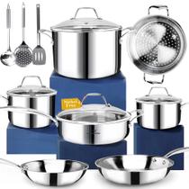 Conjunto de utensílios de cozinha HOMICHEF em aço inoxidável sem níquel de 14 peças Conjunto de utensílios de cozinha HOMICHEF em aço inoxidável sem níquel de 14 peças
