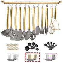 Conjunto de utensílios de cozinha HOMQUEN 38 peças de silicone com prateleira dourada Conjunto de utensílios de cozinha HOMQUEN 38 peças de silicone com prateleira dourada