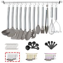Conjunto de utensílios de cozinha HOMQUEN 38 peças de silicone com prateleira prateada Conjunto de utensílios de cozinha HOMQUEN 38 peças de silicone com prateleira prateada