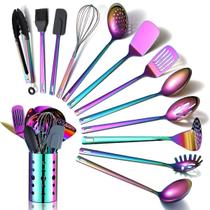 Conjunto de utensílios de cozinha HOMQUEN Rainbow Stainbow Stainless Steel 13 unidades Conjunto de utensílios de cozinha HOMQUEN Rainbow Stainbow Stainless Steel 13 unidades