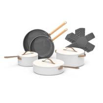 Conjunto de utensílios de cozinha INOMAK Ceramic Antiaderente de 12 peças de glacê branco
