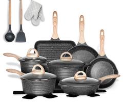 Conjunto de utensílios de cozinha JEETEE Panelas e frigideiras antiaderentes 20PCS Induction
