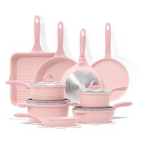 Conjunto de utensílios de cozinha JEETEE Pink Nonstick Induction 23 unidades com granito Conjunto de utensílios de cozinha JEETEE Pink Nonstick Induction 23 unidades com granito