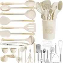 Conjunto de utensílios de cozinha Kikcoin 43 peças de silicone 446 F resistente ao calor com suporte Conjunto de utensílios de cozinha Kikcoin 43 peças de silicone 446 F resistente ao calor com suporte