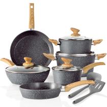 Conjunto de utensílios de cozinha Kitchen Academy Induction, 12 peças de granito cinza