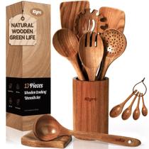 Conjunto de utensílios de cozinha KLYRO: colheres de madeira com colheres de medida Conjunto de utensílios de cozinha KLYRO: colheres de madeira com colheres de medida