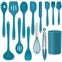 Conjunto de utensílios de cozinha LIANYU 14 peças com suporte de silicone azul escuro Conjunto de utensílios de cozinha LIANYU 14 peças com suporte de silicone azul escuro