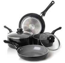 Conjunto de utensílios de cozinha Moss & Stone Black, antiaderente, 6 peças com tampa