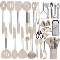 Conjunto de utensílios de cozinha NCUE 35 unidades com suporte de silicone/aço inoxidável