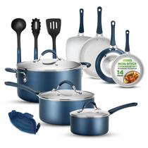 Conjunto de utensílios de cozinha NutriChef Navy Blue 14 peças antiaderentes Conjunto de utensílios de cozinha NutriChef Navy Blue 14 peças antiaderentes