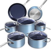 Conjunto de utensílios de cozinha Nuwave Healthy Duralon Blue Ceramic Nonstick Conjunto de utensílios de cozinha Nuwave Healthy Duralon Blue Ceramic Nonstick