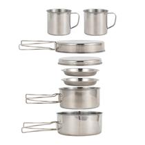 Conjunto De Utensílios De Cozinha Para Camping Ao Ar Livre 8 Peças Em Aço Inoxidável Panela Prato