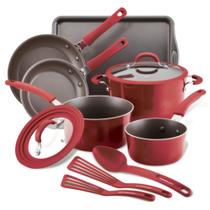Conjunto de utensílios de cozinha Rachael Ray 14753, 11 peças, antiaderente, vermelho