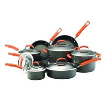 Conjunto de utensílios de cozinha Rachael Ray Brights, anodizado rígido, 14 peças, cinza Conjunto de utensílios de cozinha Rachael Ray Brights, anodizado rígido, 14 peças, cinza